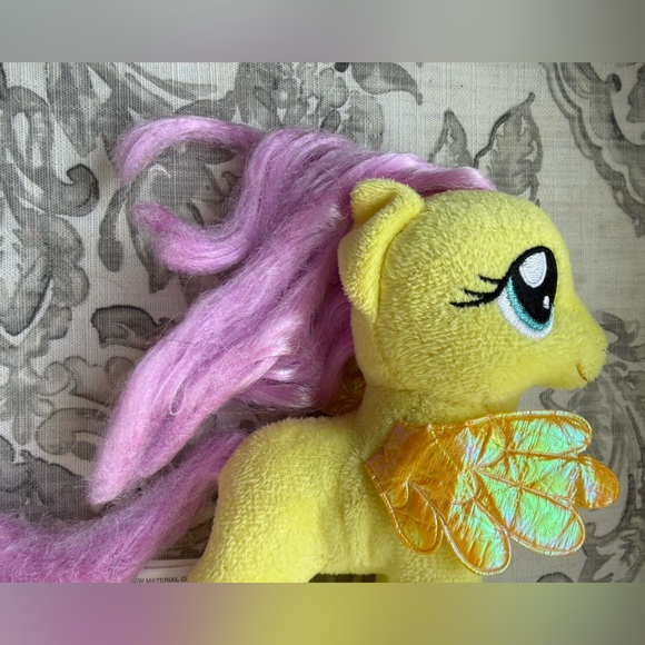 TY 2014 My Little Pony Hasbro Fluttershy Yellow Plush Pony with Metallic Wings - Picture 11 of 14